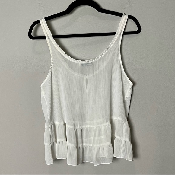 Abercrombie & Fitch Chiffon Sheer Ruffle Hem Romantic Tank Blouse - Picture 2 of 6